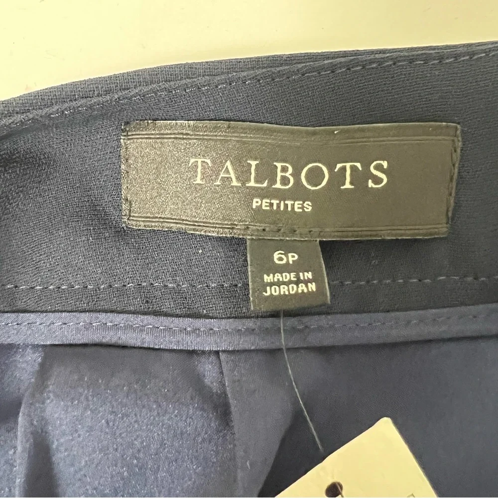 Talbots Womens Petite Navy Blue Pencil Skirt Front Slit Career size 6P